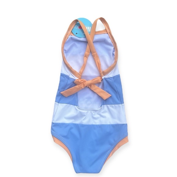 Lilo Tati Neon Colorblock Orange NWT, blue and white stripes, Size 3 - Picture 2 of 9